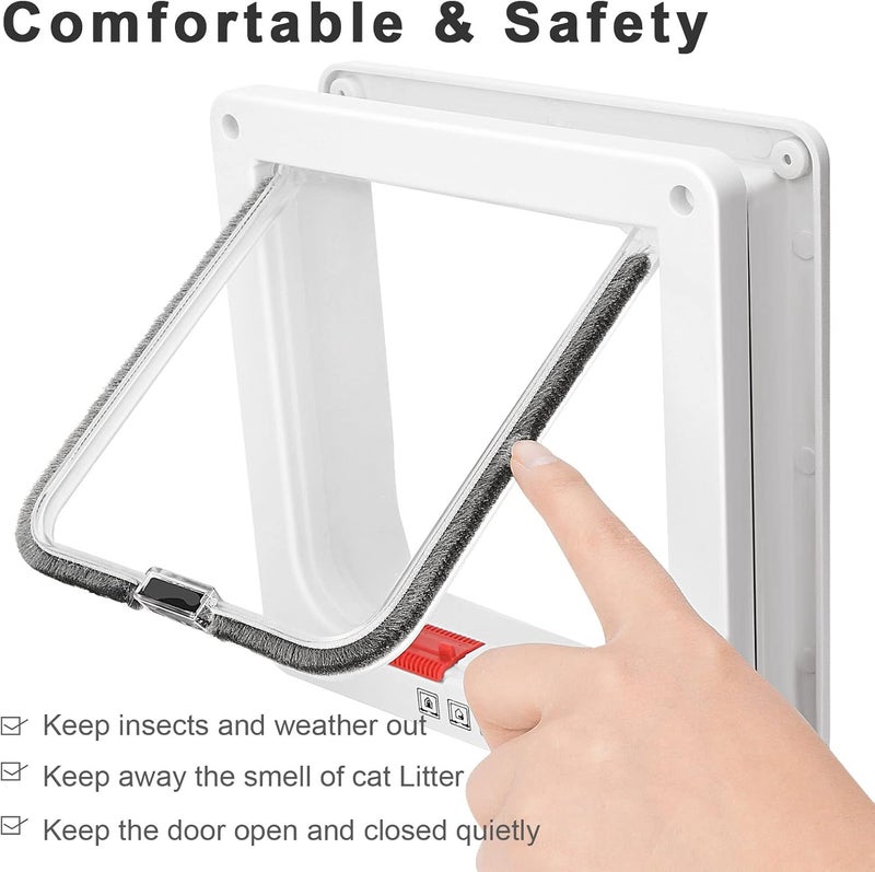 Lessmon Cat Door, Safety Pet Door with 4 Way Lock, Weatherproof & Easy Installation Cat Flap Door for Interior Exterior Door, Window, Wall(X-Large, 7.87in x 8.66in Flap) - Image 4